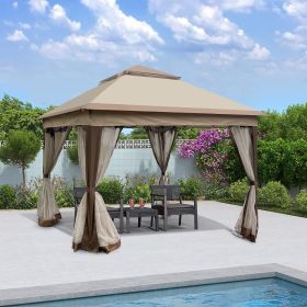 Outdoor 11x 11Ft Pop Up Gazebo Canopy With Removable Zipper Netting,2-Tier Soft Top Event Tent,Suitable For Patio Backyard Garden Camping Area,Coffee Outdoor 11x 11Ft Pop Up Gazebo Canopy With Removable Zipper Netting,2-Tier Soft Top Event Tent,Suitable For Patio Backyard Garden Camping Area,Coffee